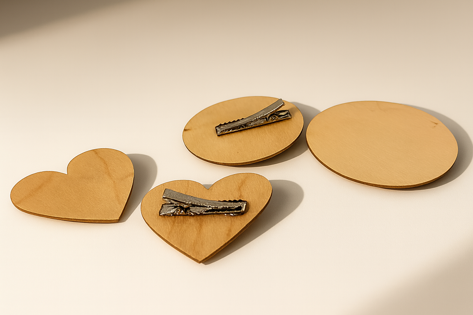 Holz-Abstimm-Anstecker in verschiedenen Formen mit NFC-Chips
